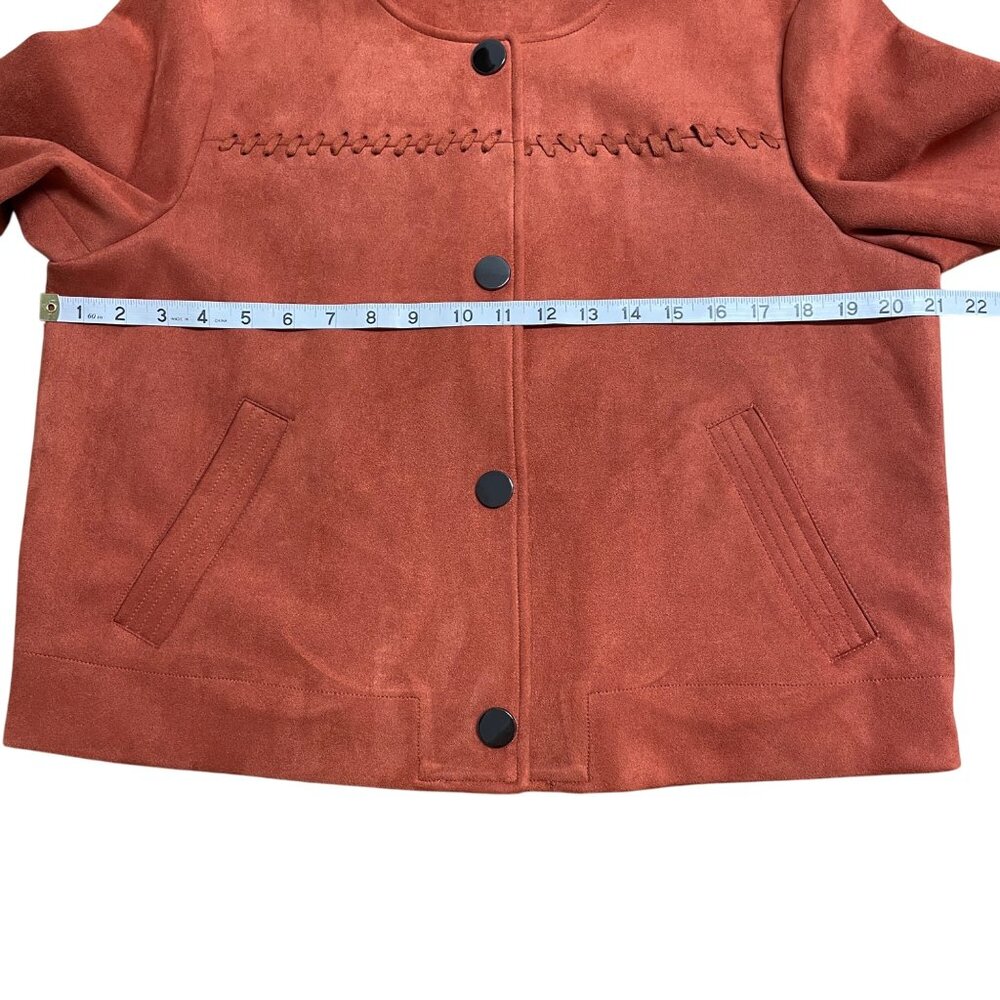 MARC NEW YORK JACKET FAUX SUEDE LEATHER 3/4 SLEEVE SIZE L STRETCH CLASSIC ORANGE - Picture 9 of 11